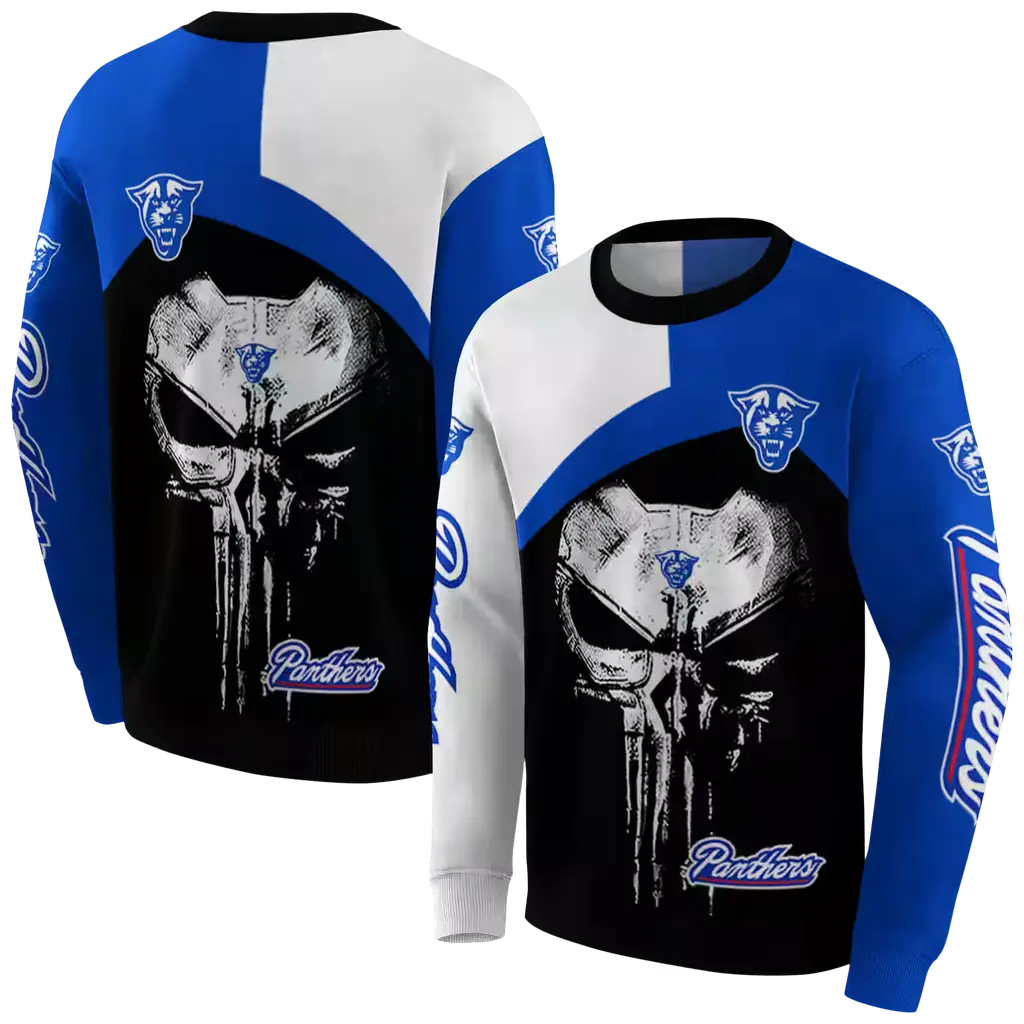 georgia state panthers skull punisher white black hoodie premium grade georgia state panthers skull punisher white black hoodie premium grade
