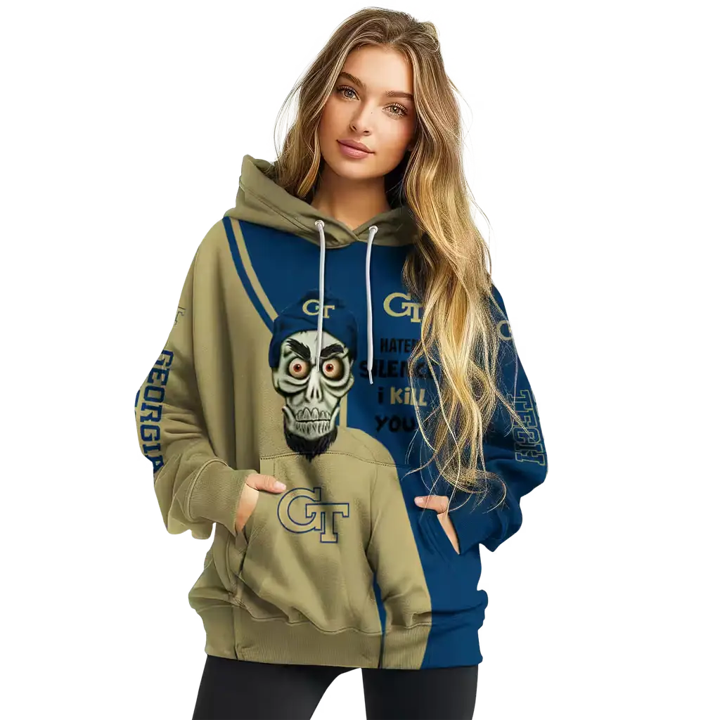 georgia tech yellow jackets achmed skull gold hoodie high quality georgia tech yellow jackets achmed skull gold hoodie high quality