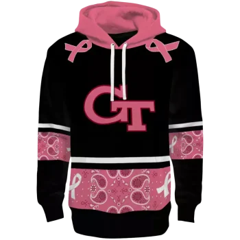georgia tech yellow jackets awareness ribbon black pink hoodie best selling