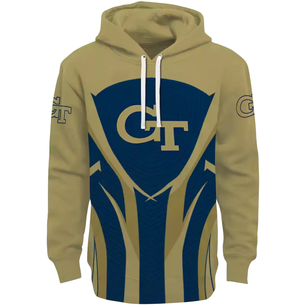 georgia tech yellow jackets concentric lines gold black hoodie best selling georgia tech yellow jackets concentric lines gold black hoodie best selling