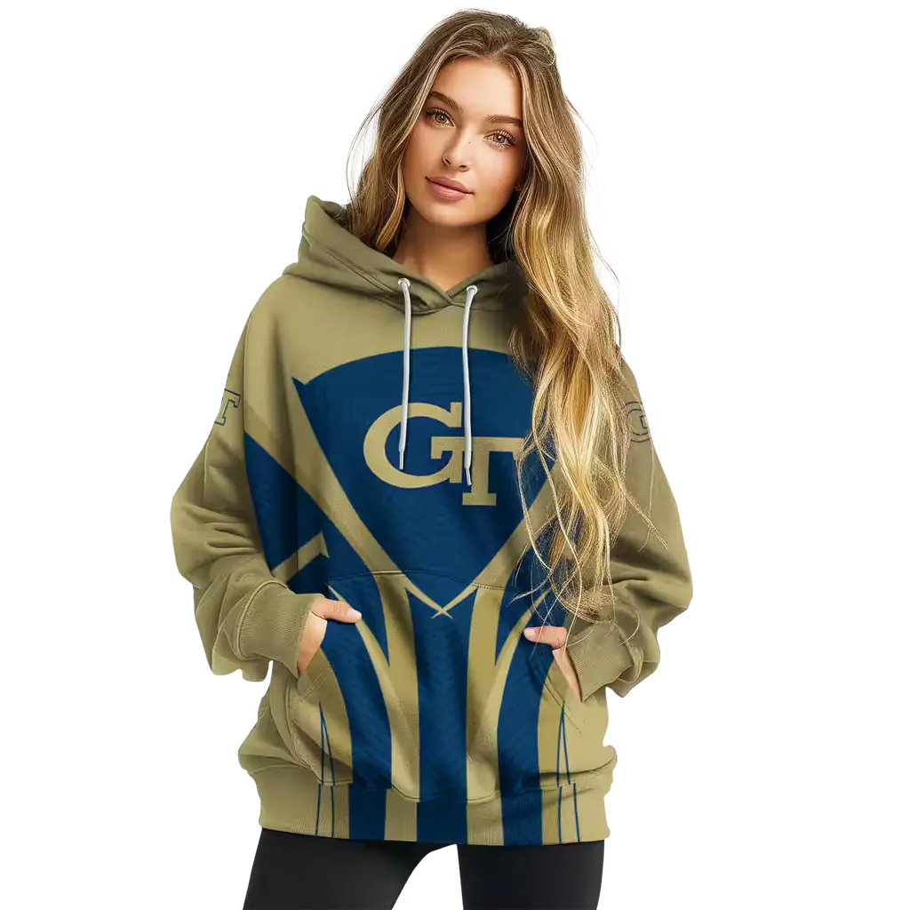 georgia tech yellow jackets concentric lines gold black hoodie high quality georgia tech yellow jackets concentric lines gold black hoodie high quality