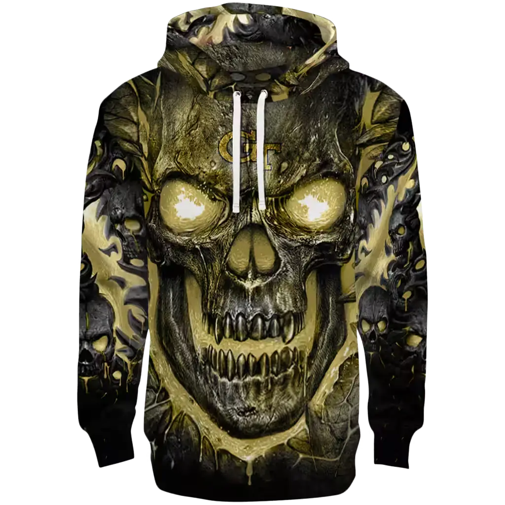 georgia tech yellow jackets demonic skull gold black hoodie best selling georgia tech yellow jackets demonic skull gold black hoodie best selling