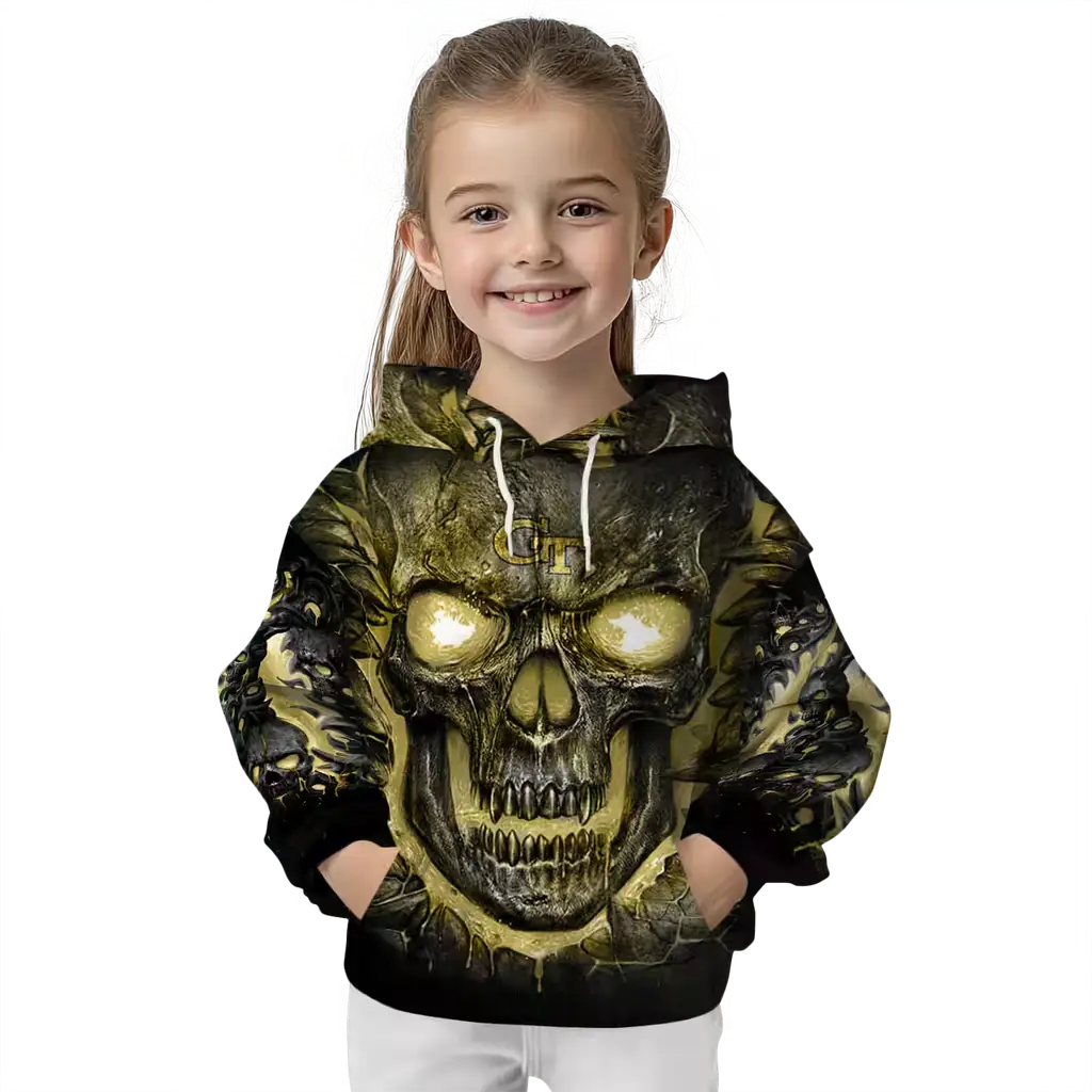 georgia tech yellow jackets demonic skull gold black hoodie top rated georgia tech yellow jackets demonic skull gold black hoodie top rated