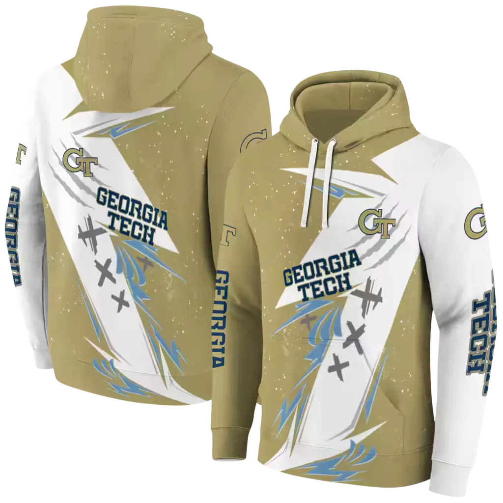 georgia tech yellow jackets dynamic slash gold white hoodie fashion forward georgia tech yellow jackets dynamic slash gold white hoodie fashion forward