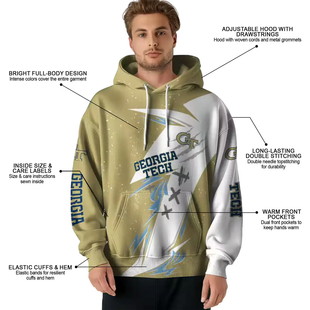 georgia tech yellow jackets dynamic slash gold white hoodie latest model georgia tech yellow jackets dynamic slash gold white hoodie latest model