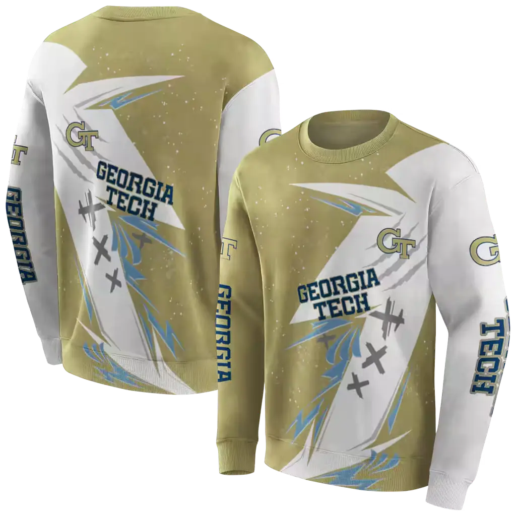 georgia tech yellow jackets dynamic slash gold white hoodie premium grade georgia tech yellow jackets dynamic slash gold white hoodie premium grade