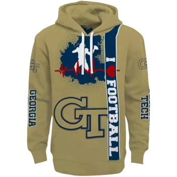 georgia tech yellow jackets football heartbeat gold hoodie best selling