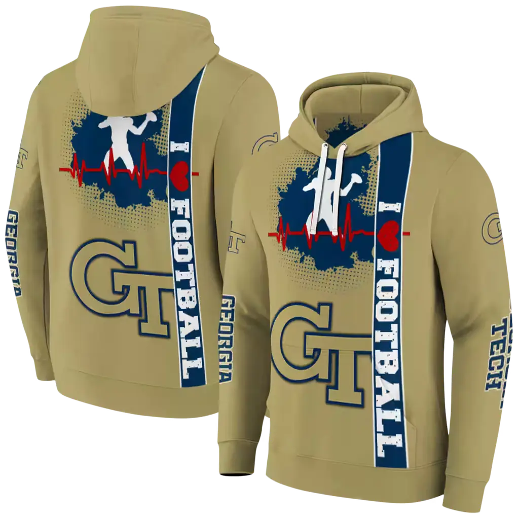 georgia tech yellow jackets football heartbeat gold hoodie fashion forward georgia tech yellow jackets football heartbeat gold hoodie fashion forward
