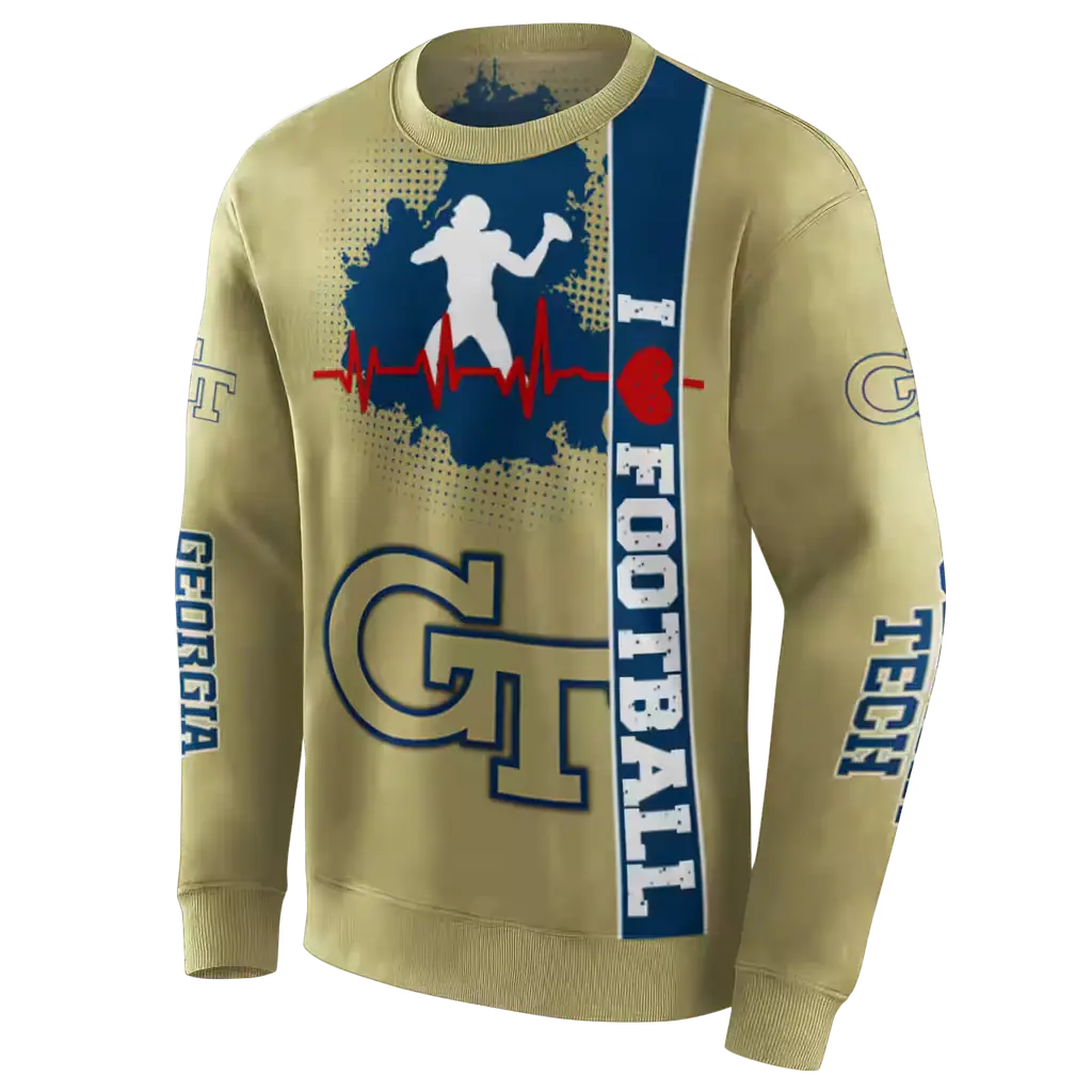 georgia tech yellow jackets football heartbeat gold hoodie new arrival georgia tech yellow jackets football heartbeat gold hoodie new arrival