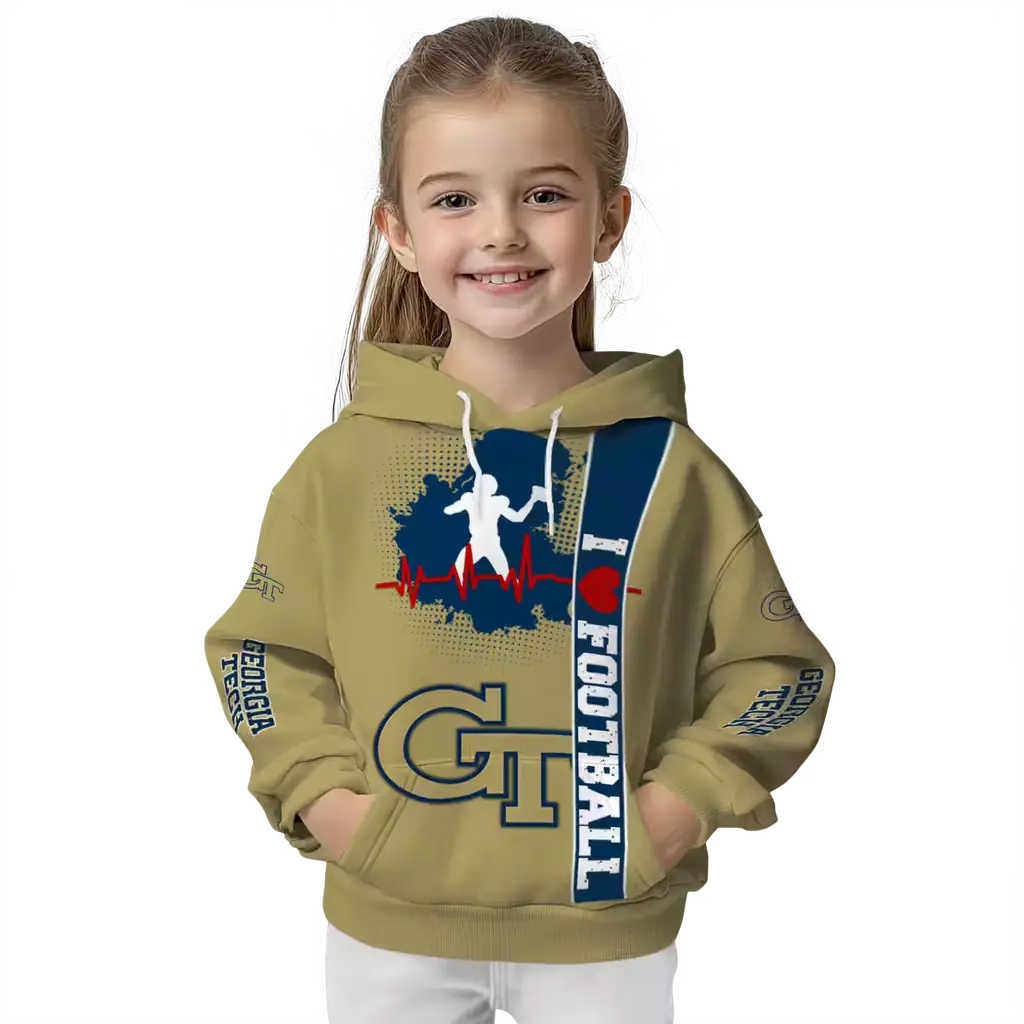 georgia tech yellow jackets football heartbeat gold hoodie top rated georgia tech yellow jackets football heartbeat gold hoodie top rated