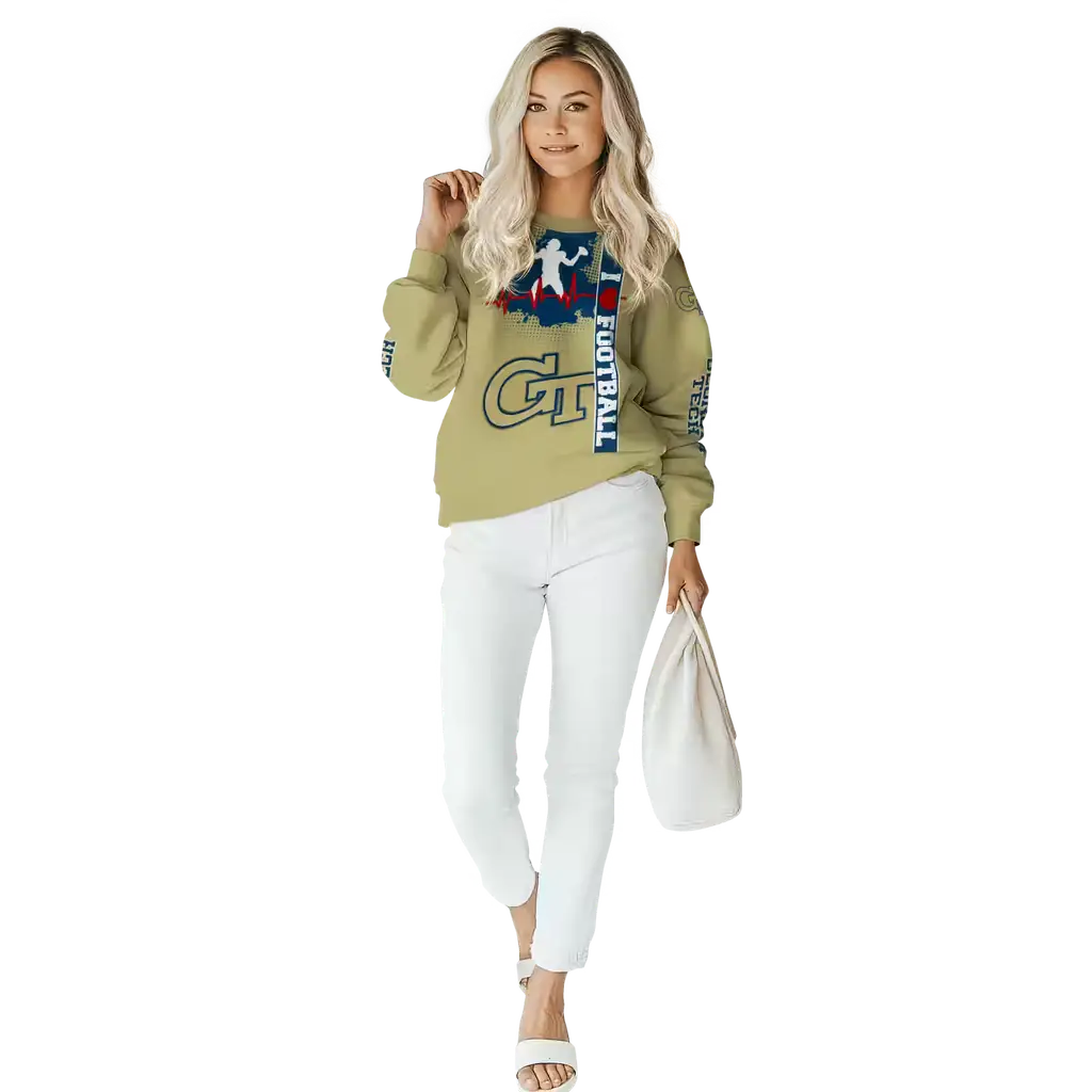 georgia tech yellow jackets football heartbeat gold hoodie trendy georgia tech yellow jackets football heartbeat gold hoodie trendy