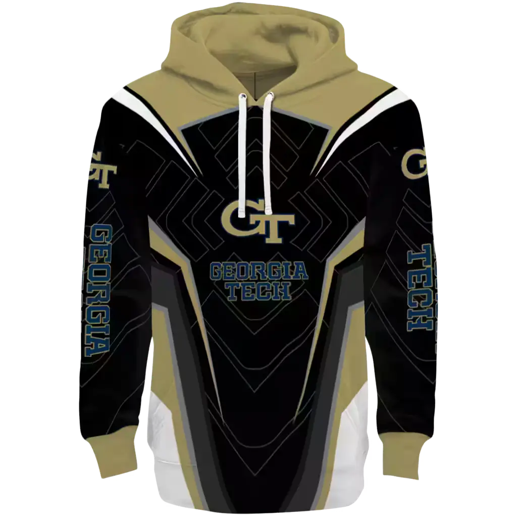 georgia tech yellow jackets futuristic pattern gold black hoodie best selling georgia tech yellow jackets futuristic pattern gold black hoodie best selling