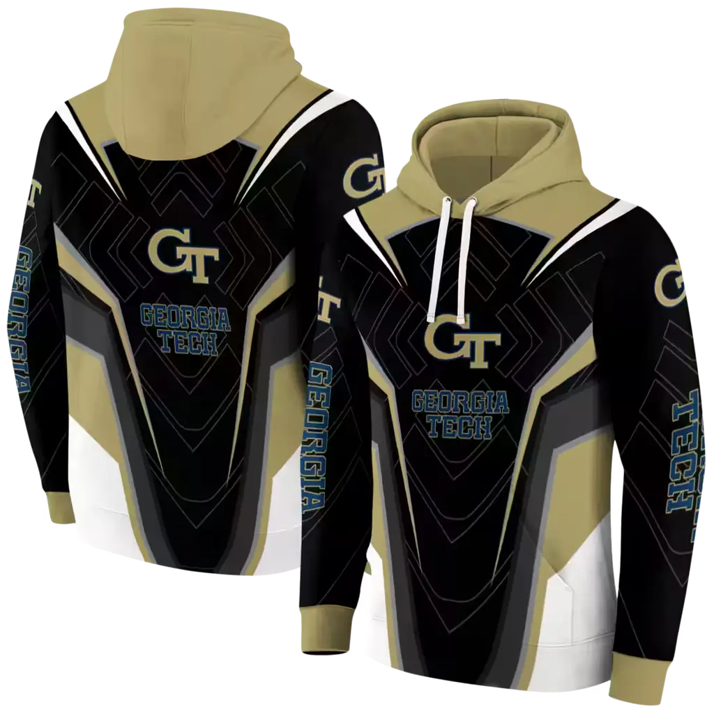 georgia tech yellow jackets futuristic pattern gold black hoodie fashion forward georgia tech yellow jackets futuristic pattern gold black hoodie fashion forward