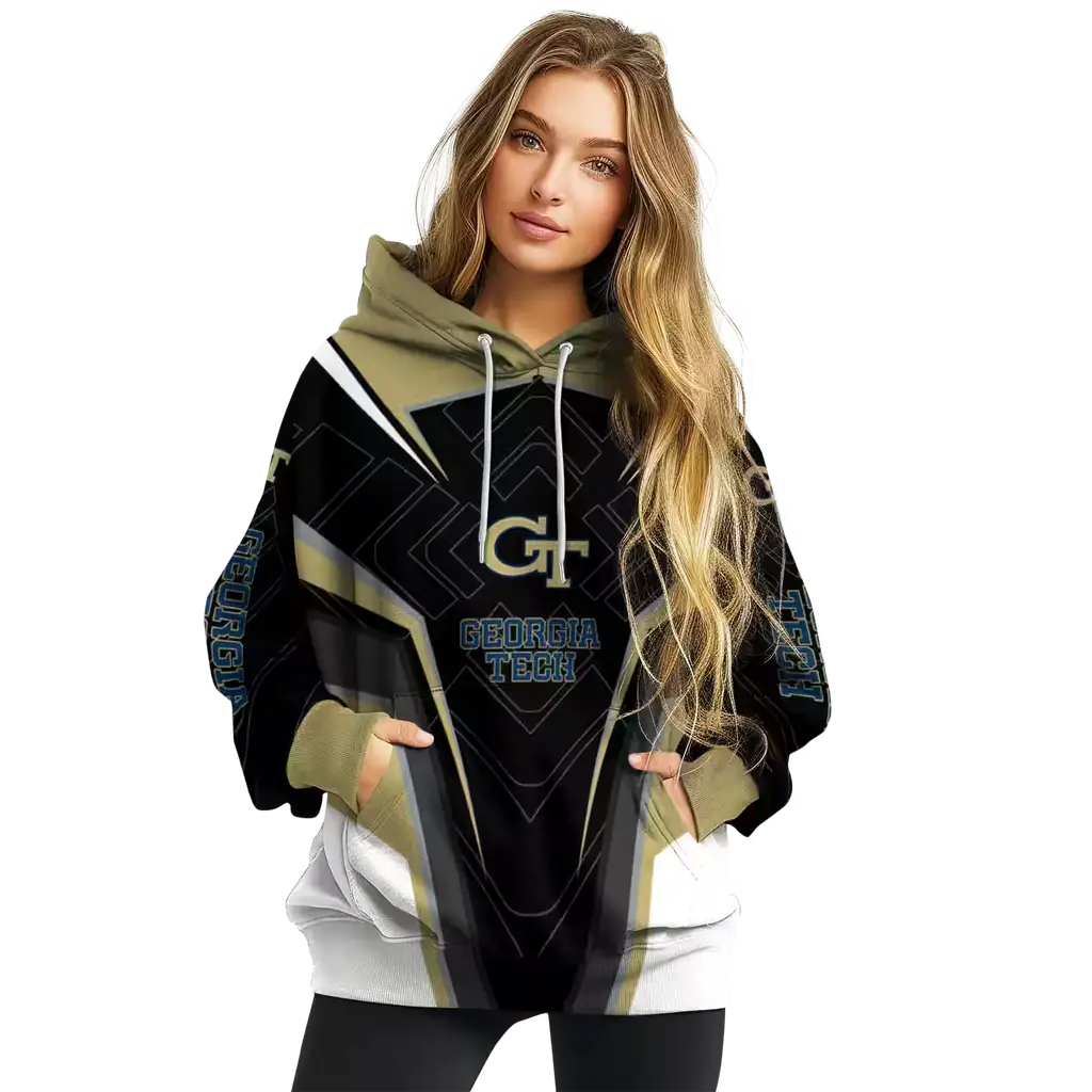 georgia tech yellow jackets futuristic pattern gold black hoodie high quality georgia tech yellow jackets futuristic pattern gold black hoodie high quality