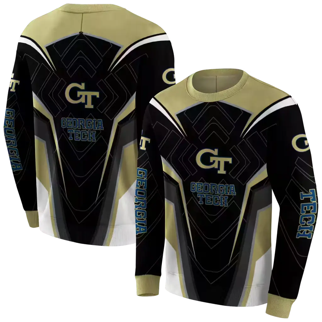 georgia tech yellow jackets futuristic pattern gold black hoodie premium grade georgia tech yellow jackets futuristic pattern gold black hoodie premium grade