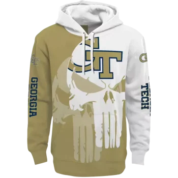 georgia tech yellow jackets graphic punisher gold white hoodie best selling