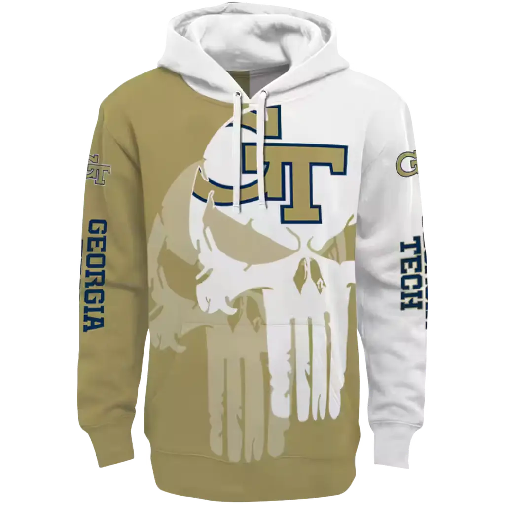 georgia tech yellow jackets graphic punisher gold white hoodie best selling georgia tech yellow jackets graphic punisher gold white hoodie best selling