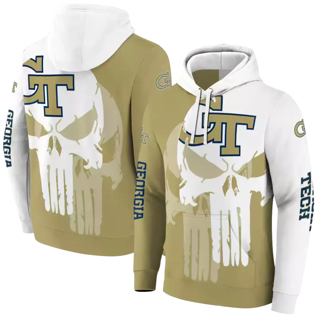 georgia tech yellow jackets graphic punisher gold white hoodie fashion forward georgia tech yellow jackets graphic punisher gold white hoodie fashion forward