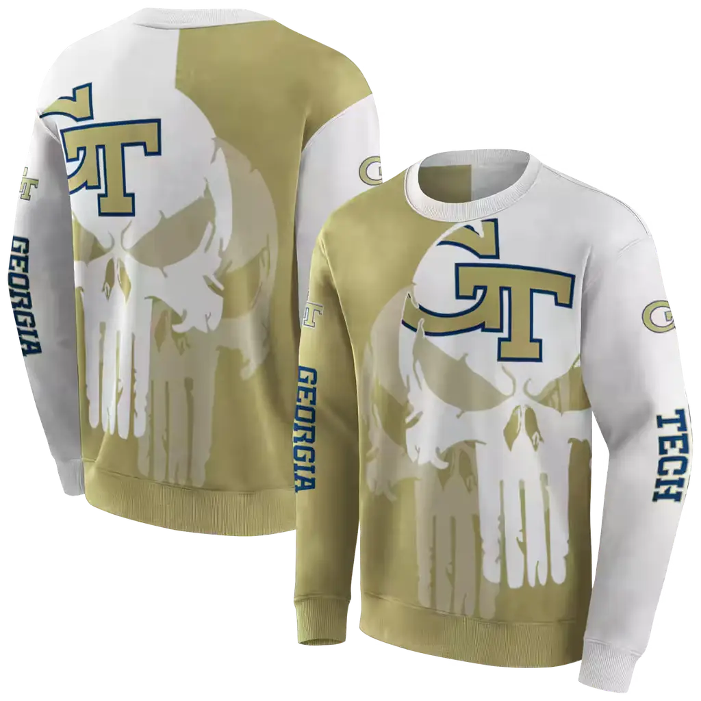 georgia tech yellow jackets graphic punisher gold white hoodie premium grade georgia tech yellow jackets graphic punisher gold white hoodie premium grade