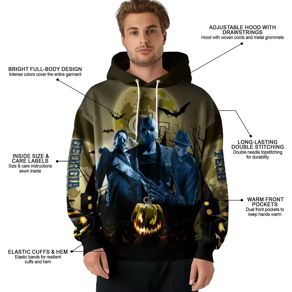 georgia tech yellow jackets halloween vibes gold black hoodie latest model georgia tech yellow jackets halloween vibes gold black hoodie latest model