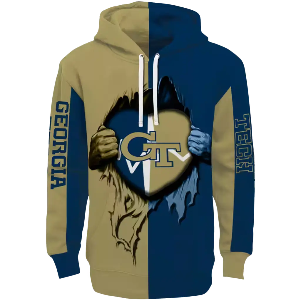 georgia tech yellow jackets heartbeat graphic gold hoodie best selling georgia tech yellow jackets heartbeat graphic gold hoodie best selling