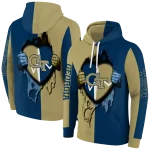 georgia tech yellow jackets heartbeat graphic gold hoodie best selling