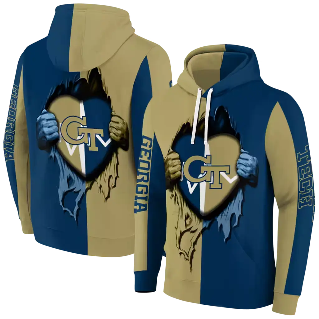 georgia tech yellow jackets heartbeat graphic gold hoodie fashion forward georgia tech yellow jackets heartbeat graphic gold hoodie fashion forward