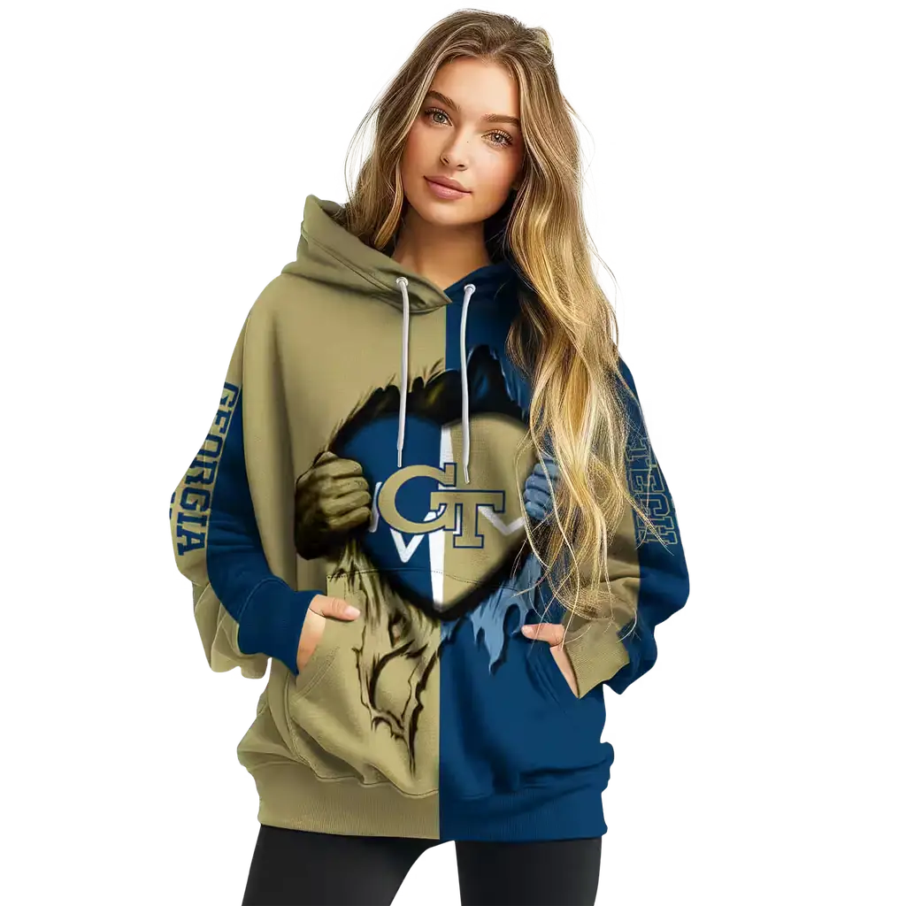 georgia tech yellow jackets heartbeat graphic gold hoodie high quality georgia tech yellow jackets heartbeat graphic gold hoodie high quality