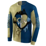 georgia tech yellow jackets heartbeat graphic gold hoodie best selling