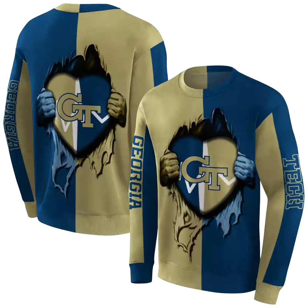 georgia tech yellow jackets heartbeat graphic gold hoodie premium grade georgia tech yellow jackets heartbeat graphic gold hoodie premium grade
