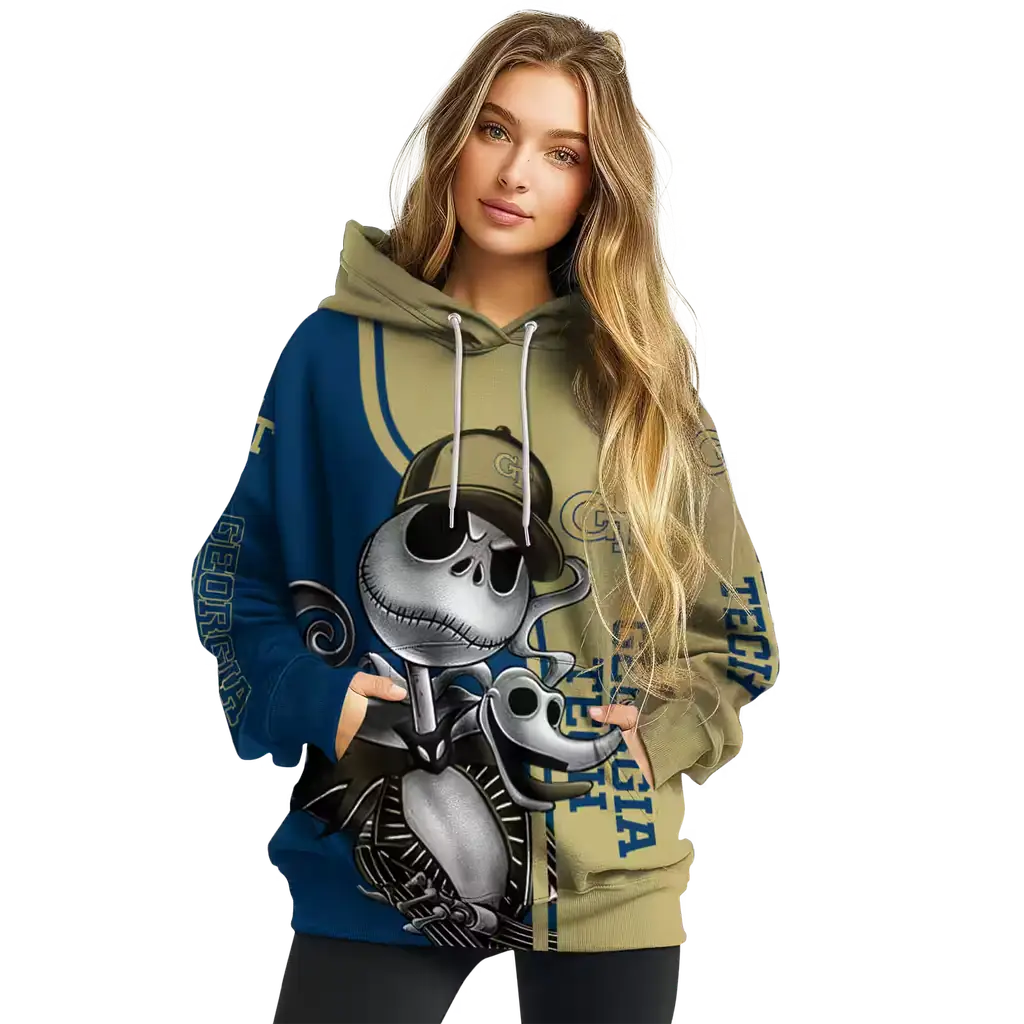 georgia tech yellow jackets jack skellington gold hoodie high quality georgia tech yellow jackets jack skellington gold hoodie high quality