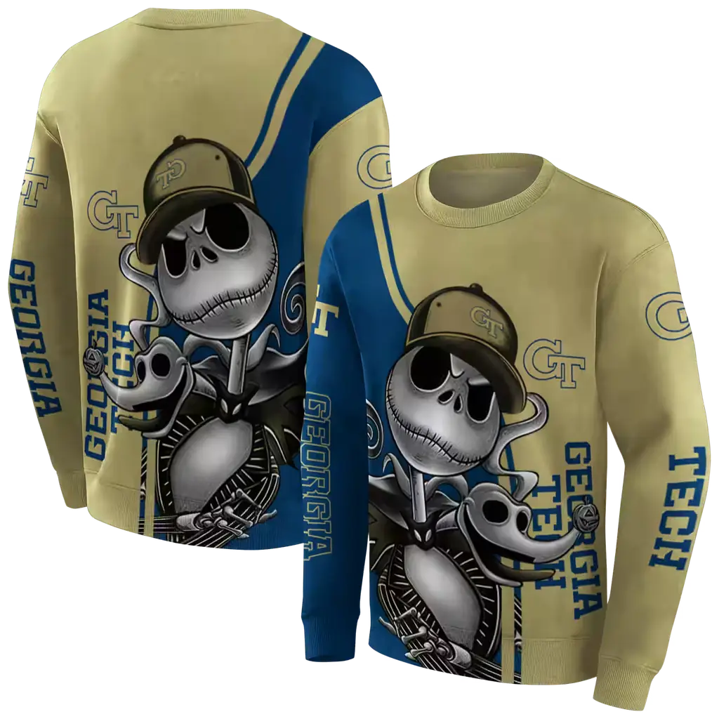 georgia tech yellow jackets jack skellington gold hoodie premium grade georgia tech yellow jackets jack skellington gold hoodie premium grade