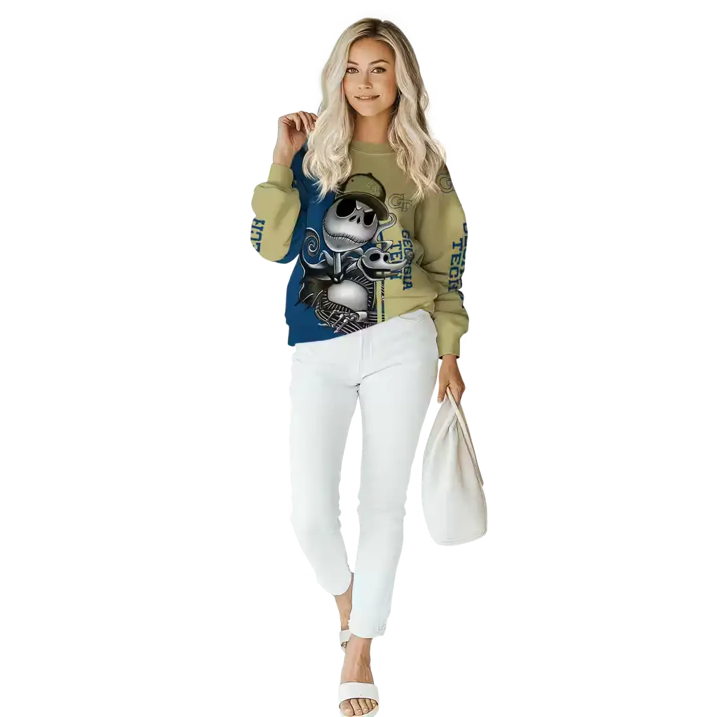 georgia tech yellow jackets jack skellington gold hoodie trendy georgia tech yellow jackets jack skellington gold hoodie trendy