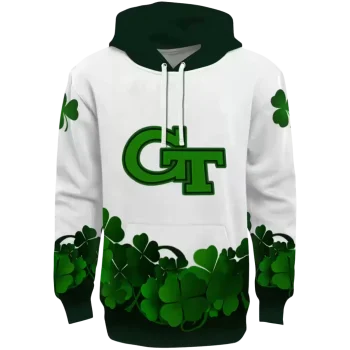 georgia tech yellow jackets lucky motif white green hoodie best selling