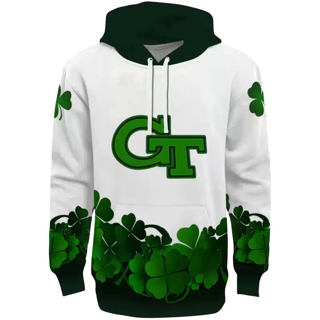 georgia tech yellow jackets lucky motif white green hoodie best selling georgia tech yellow jackets lucky motif white green hoodie best selling