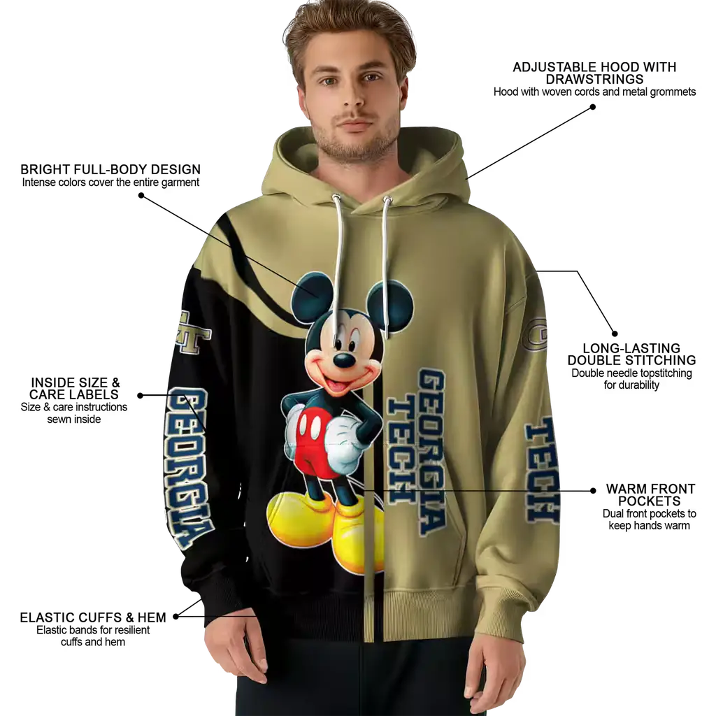georgia tech yellow jackets mickey mouse gold black hoodie latest model georgia tech yellow jackets mickey mouse gold black hoodie latest model