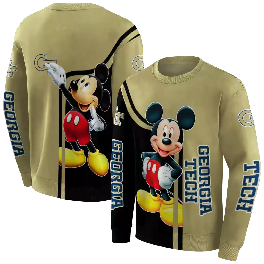 georgia tech yellow jackets mickey mouse gold black hoodie premium grade georgia tech yellow jackets mickey mouse gold black hoodie premium grade