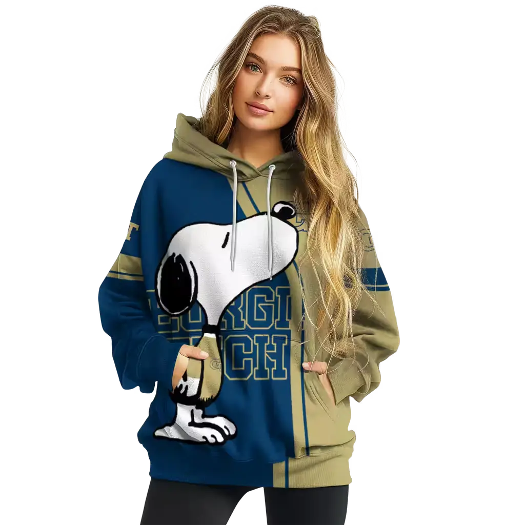 georgia tech yellow jackets playful snoopy gold hoodie high quality georgia tech yellow jackets playful snoopy gold hoodie high quality