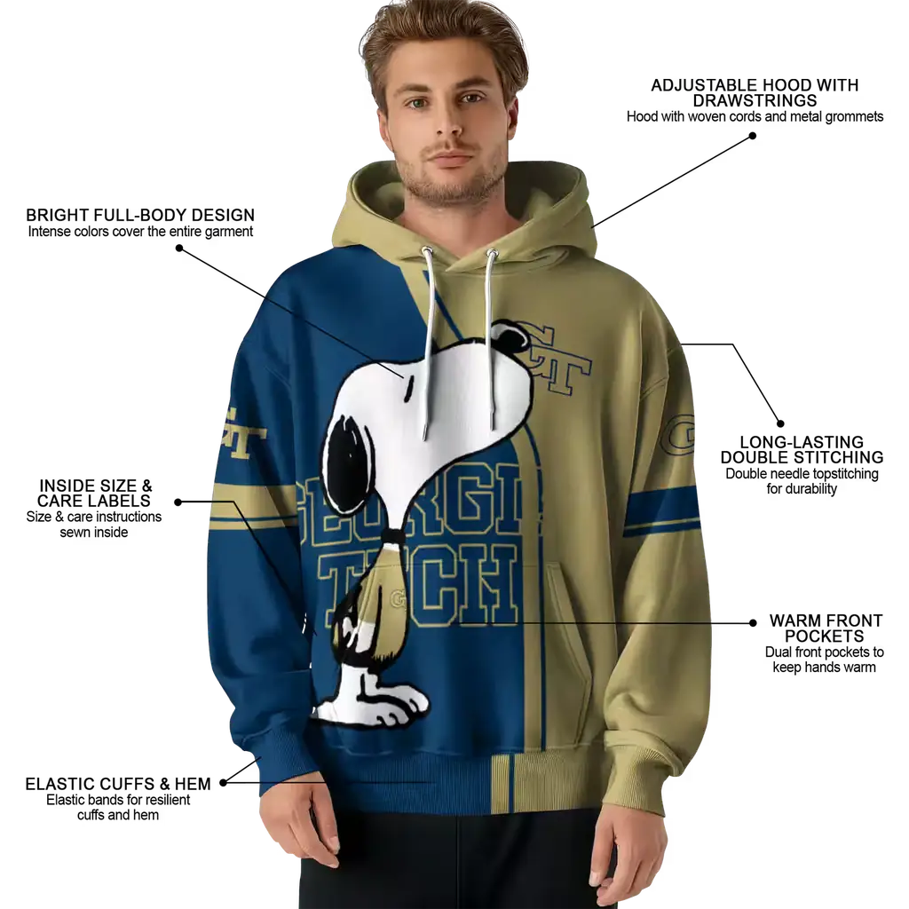 georgia tech yellow jackets playful snoopy gold hoodie latest model georgia tech yellow jackets playful snoopy gold hoodie latest model