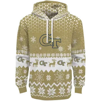 georgia tech yellow jackets reindeer motif gold hoodie best selling