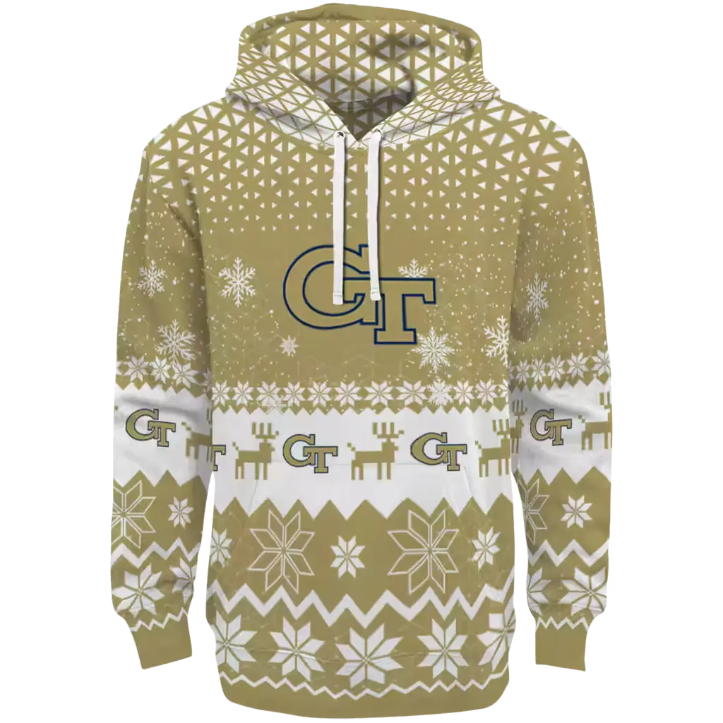 georgia tech yellow jackets reindeer motif gold hoodie best selling georgia tech yellow jackets reindeer motif gold hoodie best selling