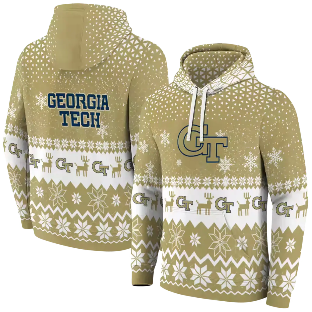 georgia tech yellow jackets reindeer motif gold hoodie fashion forward georgia tech yellow jackets reindeer motif gold hoodie fashion forward