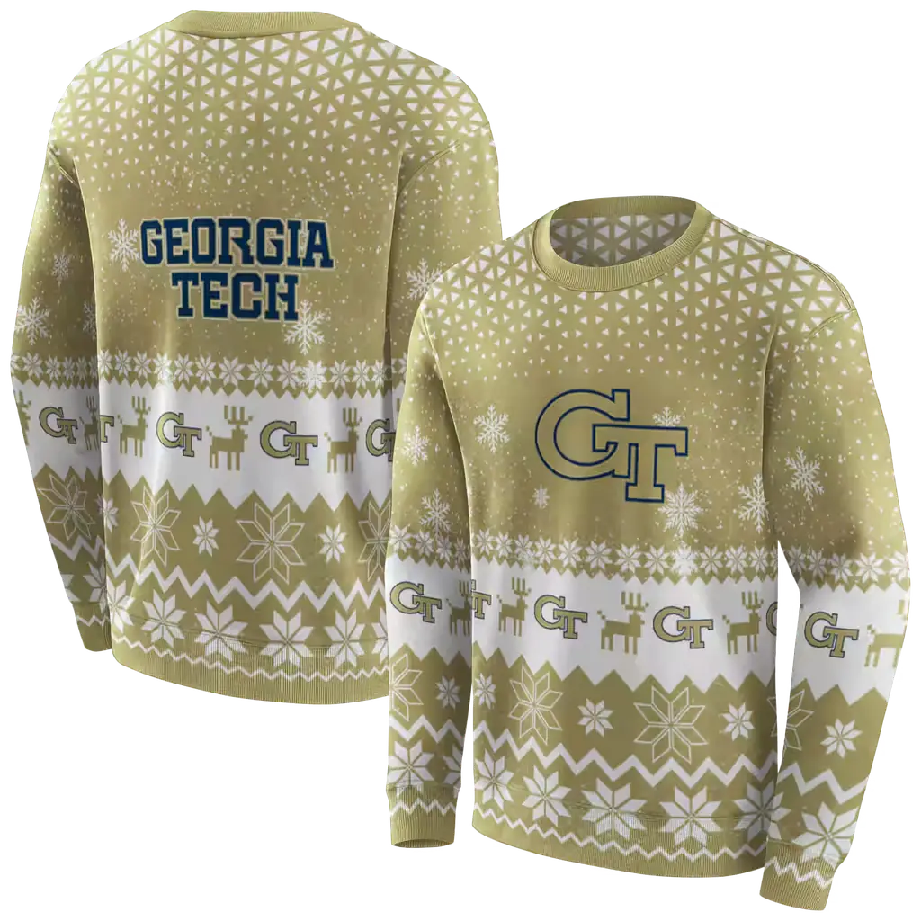 georgia tech yellow jackets reindeer motif gold hoodie premium grade georgia tech yellow jackets reindeer motif gold hoodie premium grade