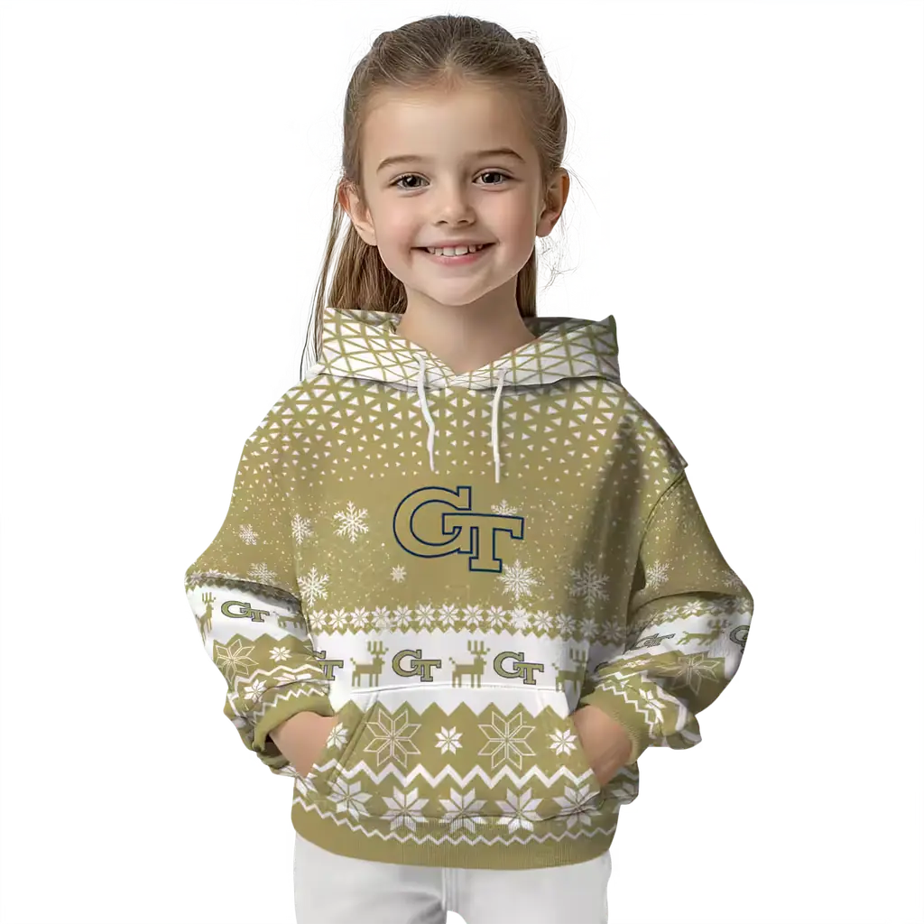 georgia tech yellow jackets reindeer motif gold hoodie top rated georgia tech yellow jackets reindeer motif gold hoodie top rated