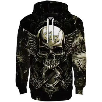 georgia tech yellow jackets skull artwork gold black hoodie best selling