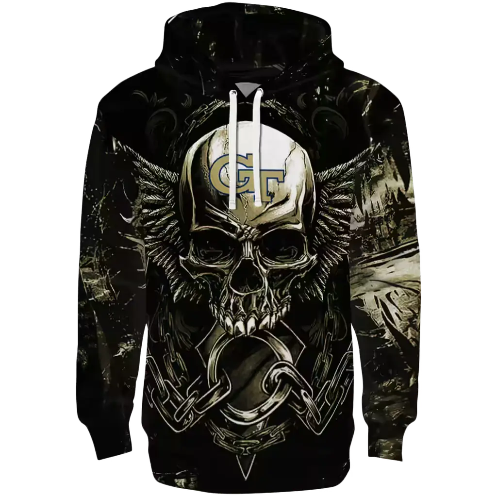 georgia tech yellow jackets skull artwork gold black hoodie best selling georgia tech yellow jackets skull artwork gold black hoodie best selling