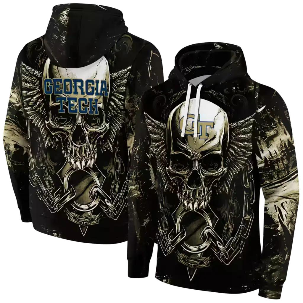 georgia tech yellow jackets skull artwork gold black hoodie fashion forward georgia tech yellow jackets skull artwork gold black hoodie fashion forward