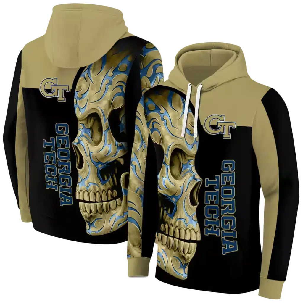 georgia tech yellow jackets skull motif gold black hoodie fashion forward georgia tech yellow jackets skull motif gold black hoodie fashion forward