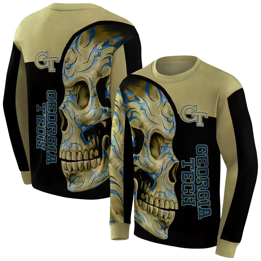 georgia tech yellow jackets skull motif gold black hoodie premium grade georgia tech yellow jackets skull motif gold black hoodie premium grade