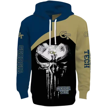 georgia tech yellow jackets skull punisher blue black hoodie best selling